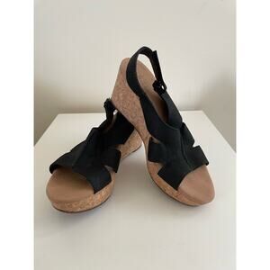 Ultimate Comfort Clark’s Black Casual Wedge Sandals platform size 8M